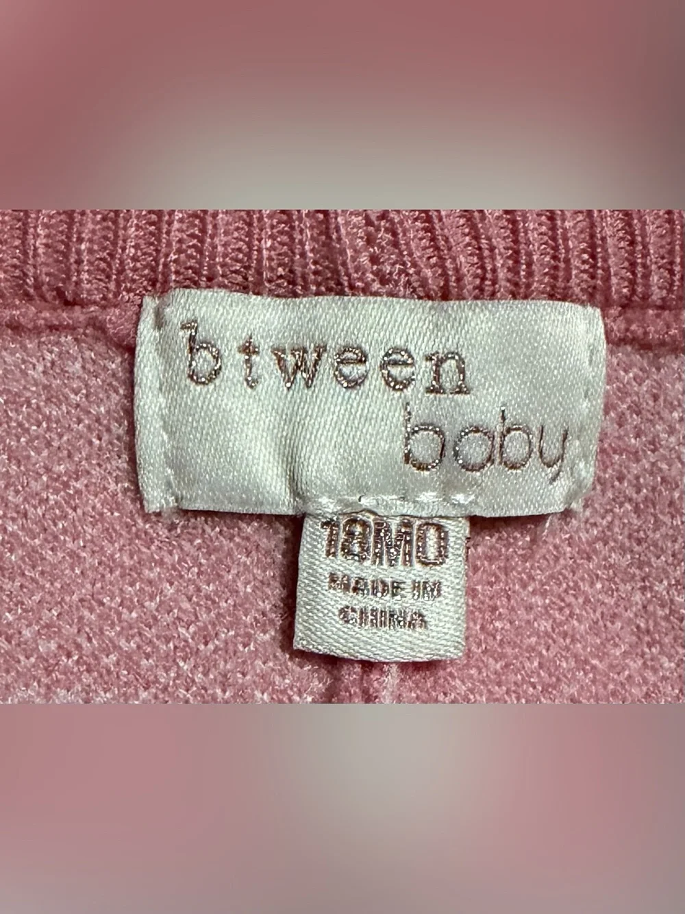 Btween Baby - Pink Bow-Print Knit Cardigan and Pants Set - Size 18 Months